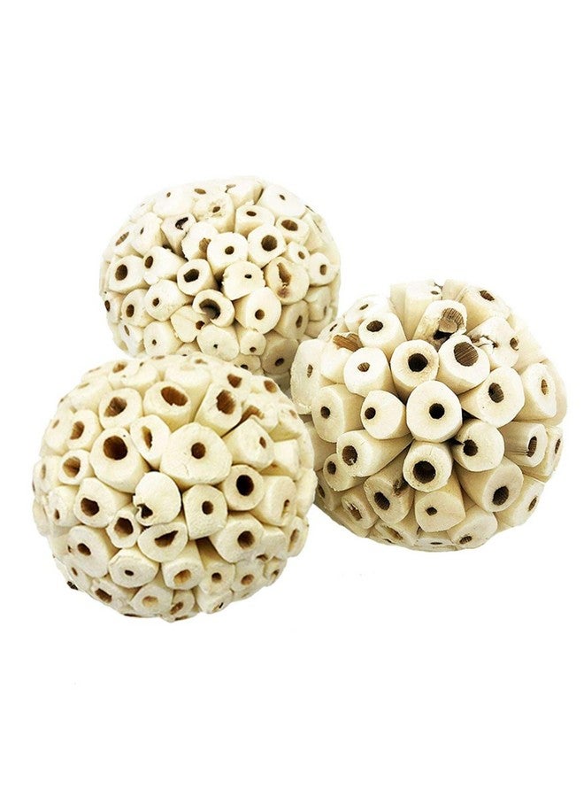 SunGrow Sola Atta Foraging Balls, 2”, White Soft Shred Parrot Chews, Bird Chewing Accessories For Conure, Budgie, Parakeet, Cockatiel, Rabbits, Hamsters, And Small Pets, 3 Pcs/Pack - Image 1