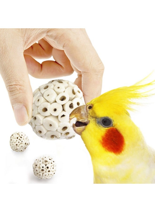 SunGrow Sola Atta Foraging Balls, 2”, White Soft Shred Parrot Chews, Bird Chewing Accessories For Conure, Budgie, Parakeet, Cockatiel, Rabbits, Hamsters, And Small Pets, 3 Pcs/Pack - Image 2