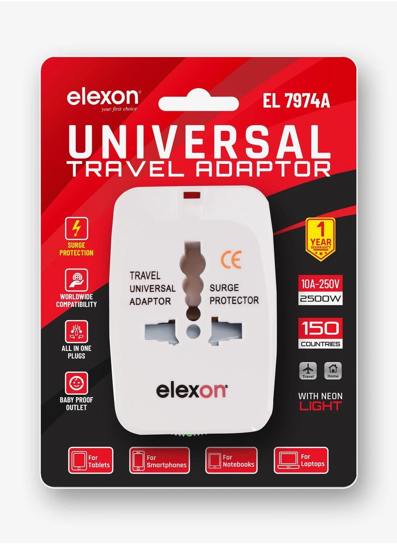 elexon Universal Travel Adapter Surge Protector  - Image 1