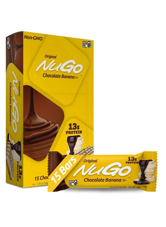 NuGo Protein Bar, Chocolate Banana, 13g Protein, Gluten Free, 15 Count - Image 1