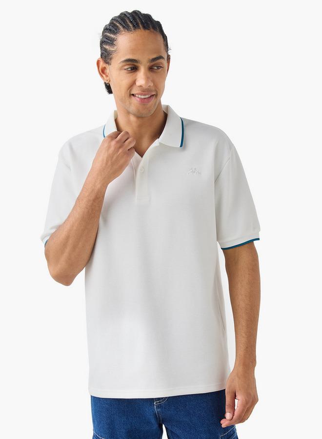 Kappa Logo Embroidered Polo T-shirt with Short Sleeves - Image 1