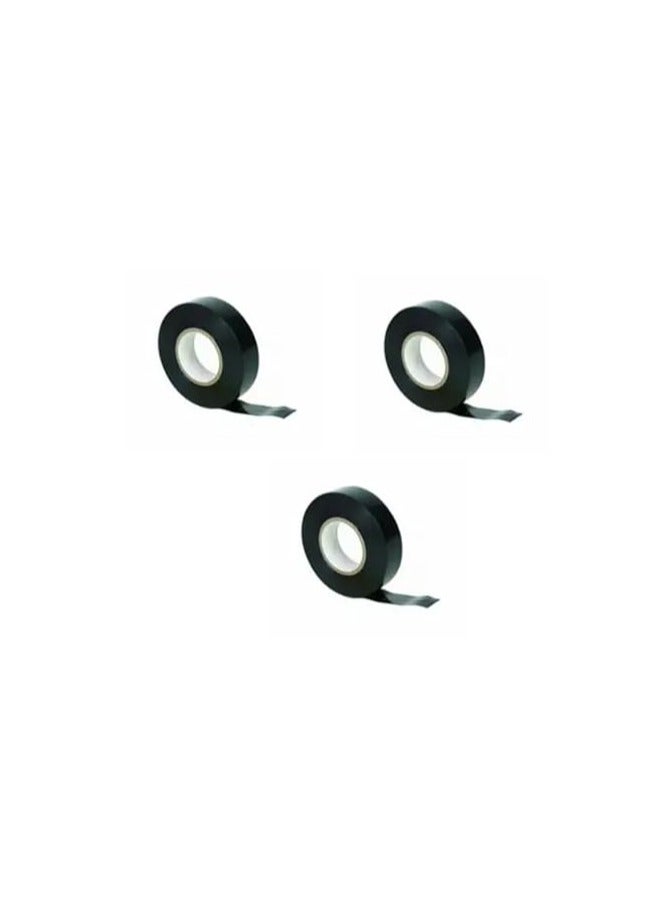 شريط لحام شكرتون 10 ياردة عالى الجودة من شاهين لايت - لجميع استخدامات العزل ولحام الأسلاك الكهربائية داخل وخارج المنزل - قوة لصق وثبات عالية الجودة (3 قطع إسود)