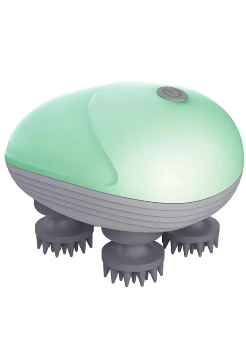 Generic Portable Electric Scalp Massager Cordless Head Massager with 4 Kneading Heads Green  - Image 1