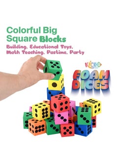 Kicko | Foam Dice Set - 6 Assorted Large Sided Dice - Colorful Big Square Blocks - Ideal Gift For Children - Math Educational Toys - Suitable Pastime Toy, Party Favors, And Party Supplies (24 Pack)  - Image 3