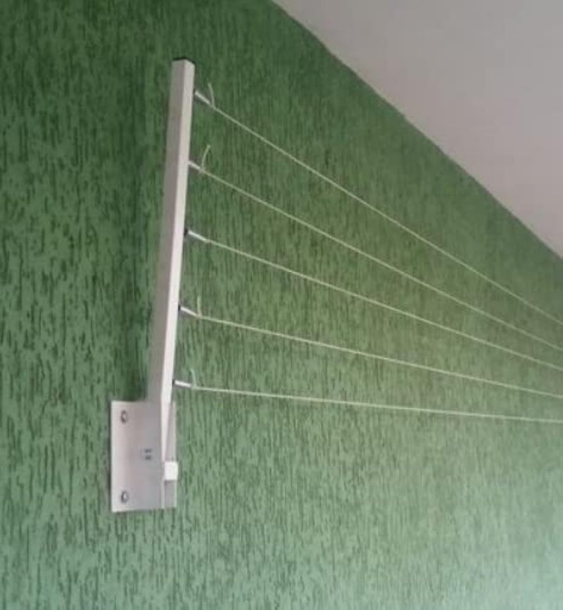 Glitz حامل تجفيف الملابس المعدني المثبت على الحائط من غليتز - حامل قابل للطي يوفر المساحة لتجفيف الملابس 5 أسلاك - Image 1