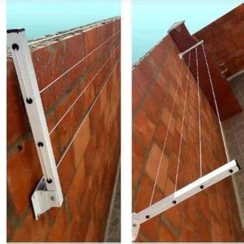 Glitz حامل تجفيف الملابس المعدني المثبت على الحائط من غليتز - حامل قابل للطي يوفر المساحة لتجفيف الملابس 5 أسلاك - Image 5