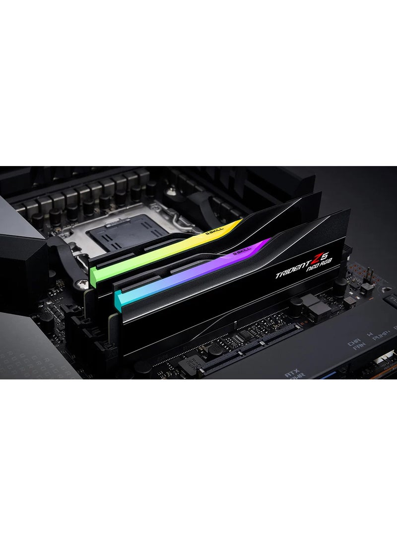 G.Skill - ذاكرة وصول عشوائي DDR5 سعة 64 جيجابايت (2x32 جيجابايت) من سلسلة Trident Z5 Neo RGB (AMD Expo) 6000MT/s CL32-38-38-96 1.40V ذاكرة كمبيوتر مكتبي UDIMM - أسود غير لامع - Image 1