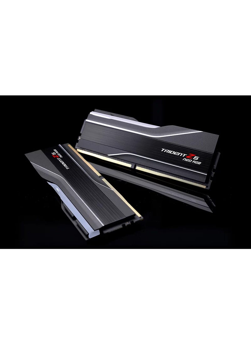 G.Skill - ذاكرة وصول عشوائي DDR5 سعة 64 جيجابايت (2x32 جيجابايت) من سلسلة Trident Z5 Neo RGB (AMD Expo) 6000MT/s CL32-38-38-96 1.40V ذاكرة كمبيوتر مكتبي UDIMM - أسود غير لامع - Image 1