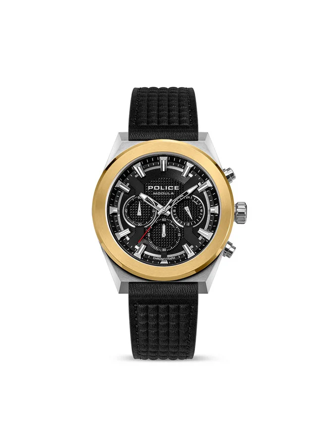 POLICE Modula 1.0 Black Dial Black Green Silicone Straps Multifunction Watch for Men - 46mm