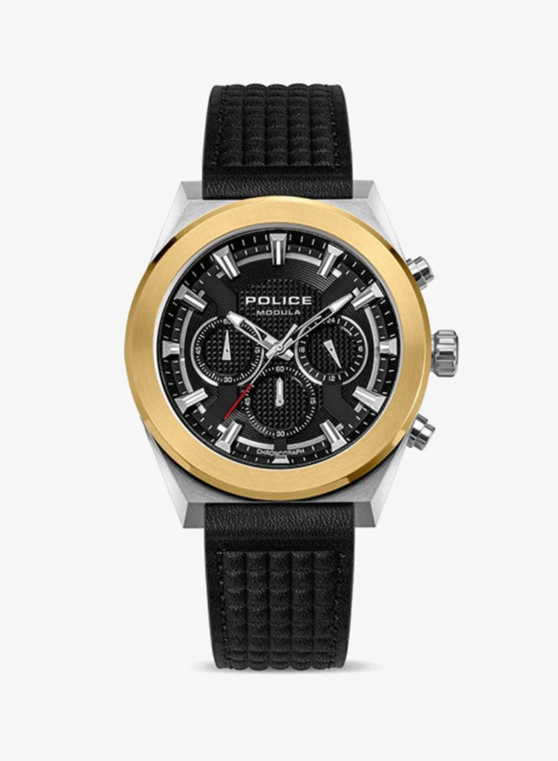 POLICE Modula 1.0 Black Dial Black Green Silicone Straps Multifunction Watch for Men - 46mm