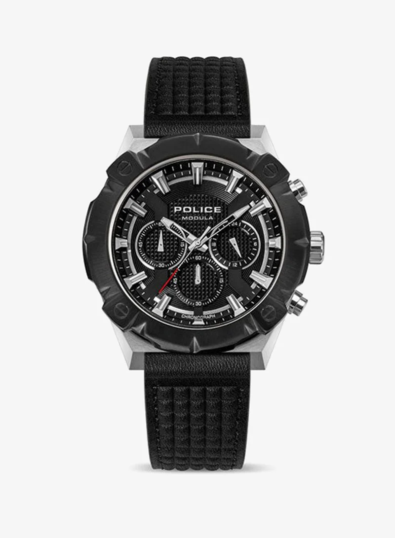 POLICE Modula 1.0 Black Dial Black Green Silicone Straps Multifunction Watch for Men - 46mm