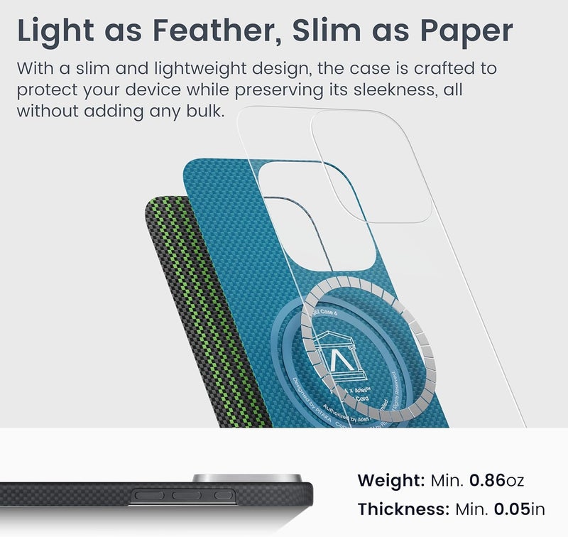 PITAKA for iPhone 16 Pro Max Case Compatible with MagSafe, Thin & Light Case iPhone 16 Pro Max with a Caseless Feel, Glow in The Dark, 1500D Aramid Fiber Woven - Luminous Tactile Woven Case - Image 5