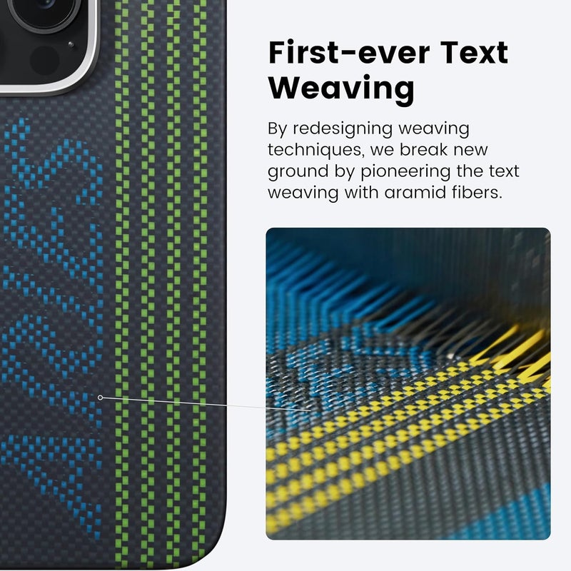 PITAKA for iPhone 16 Pro Max Case Compatible with MagSafe, Thin & Light Case iPhone 16 Pro Max with a Caseless Feel, Glow in The Dark, 1500D Aramid Fiber Woven - Luminous Tactile Woven Case - Image 3