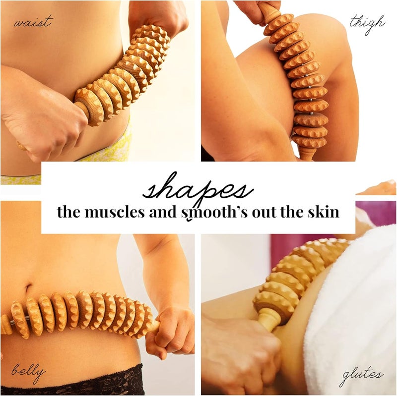 tuuli Accessories - Curved Wooden Massage Roller for Waist and Thigh, Multi-Functional Body Roller for Cellulite Reduction and Muscle Tension, Natural Massager for Women and Men - Image 5