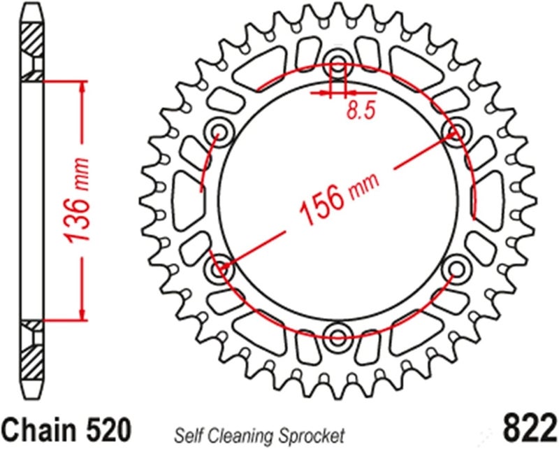 QASULER 520 48T Motorcycle Rear Sprocket - Image 2