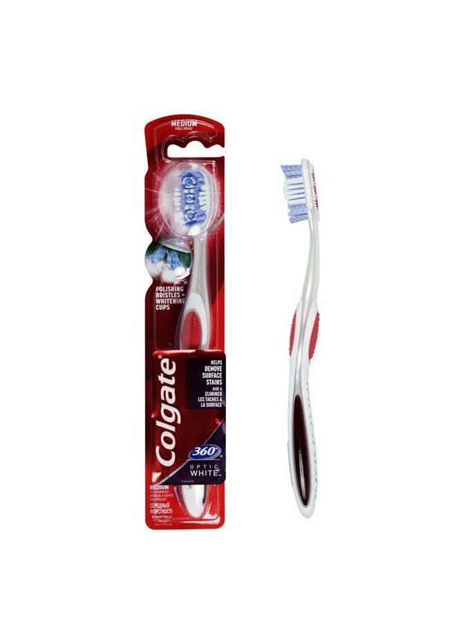 Colgate Colgate 360 Optic White Toothbrush Medium | Compact Head for Deep Cleaning & Whitening  - Image 1