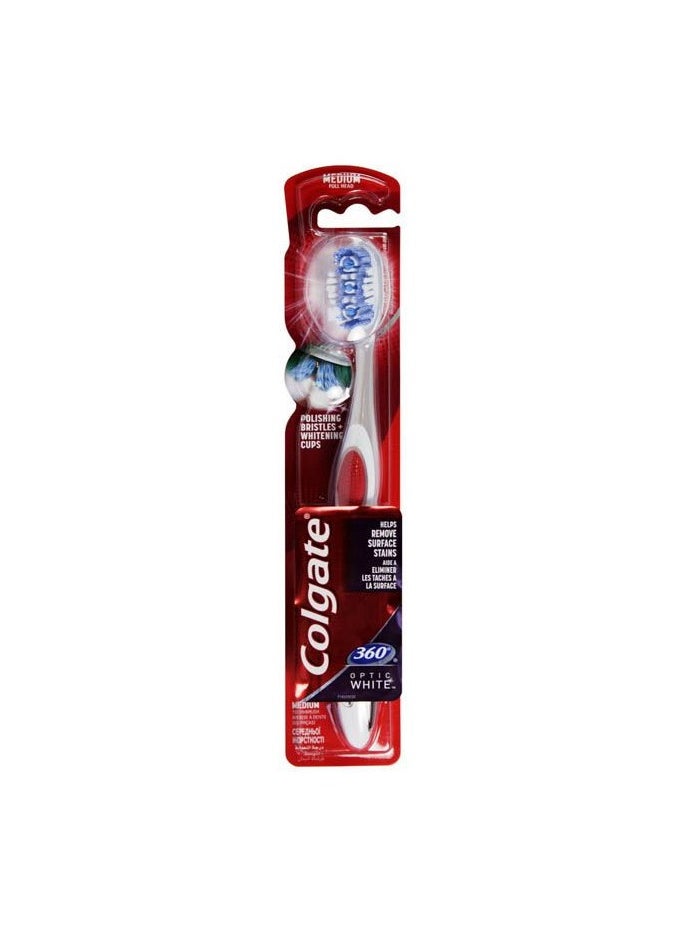 Colgate Colgate 360 Optic White Toothbrush Medium | Compact Head for Deep Cleaning & Whitening  - Image 2