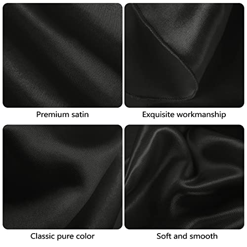 Ruisita 120 Inches Round Satin Tablecloths Black Overlay Round Satin Table Cover Bright Silk Tablecloth Smooth Fabric Tablecloth for Wedding Banquet Table Decoration - Image 3