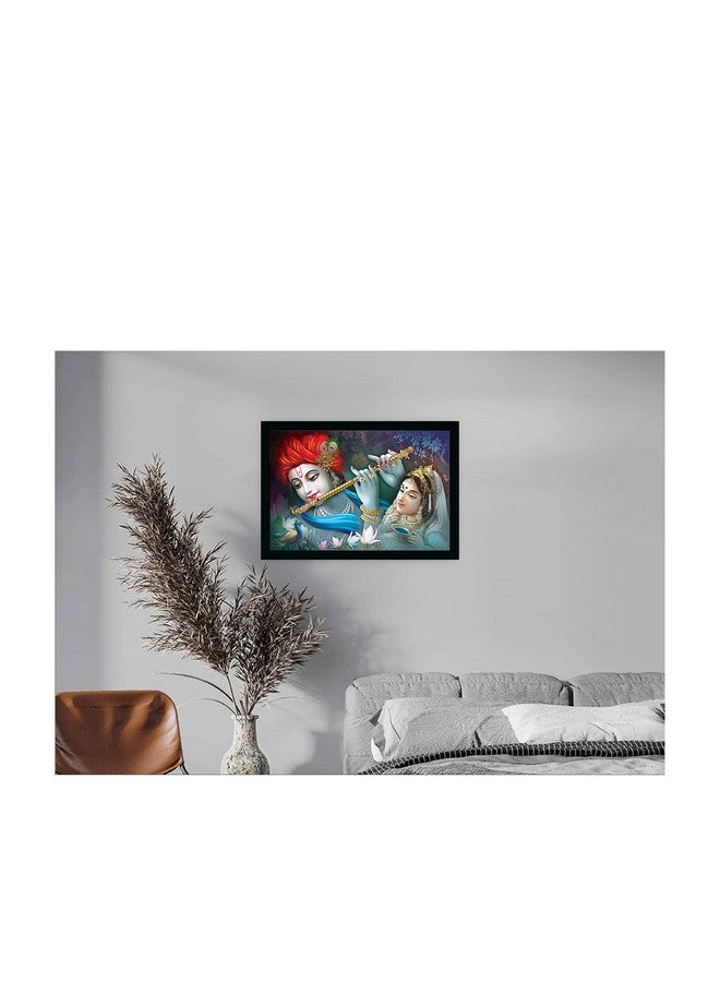 Dharvika Innovations Dharvika Innovations Beautiful radha krishna photo frame big size home decoration with sparkle coated lamination (14x20 Inch) Black frame - 1829 (Design 4) - Image 3