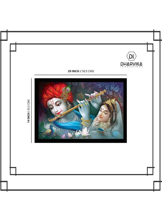 Dharvika Innovations Dharvika Innovations Beautiful radha krishna photo frame big size home decoration with sparkle coated lamination (14x20 Inch) Black frame - 1829 (Design 4) - Image 2