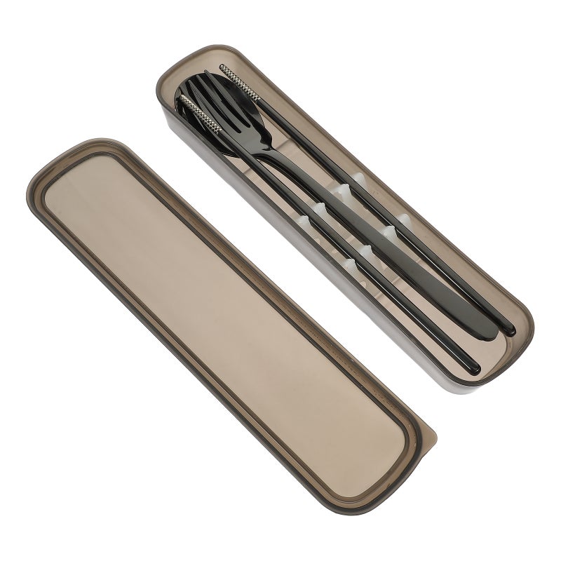 1 Set Household Humanized Handle Fork Spoon Chopstick Kit Stainless Steel Flatware - Image 1