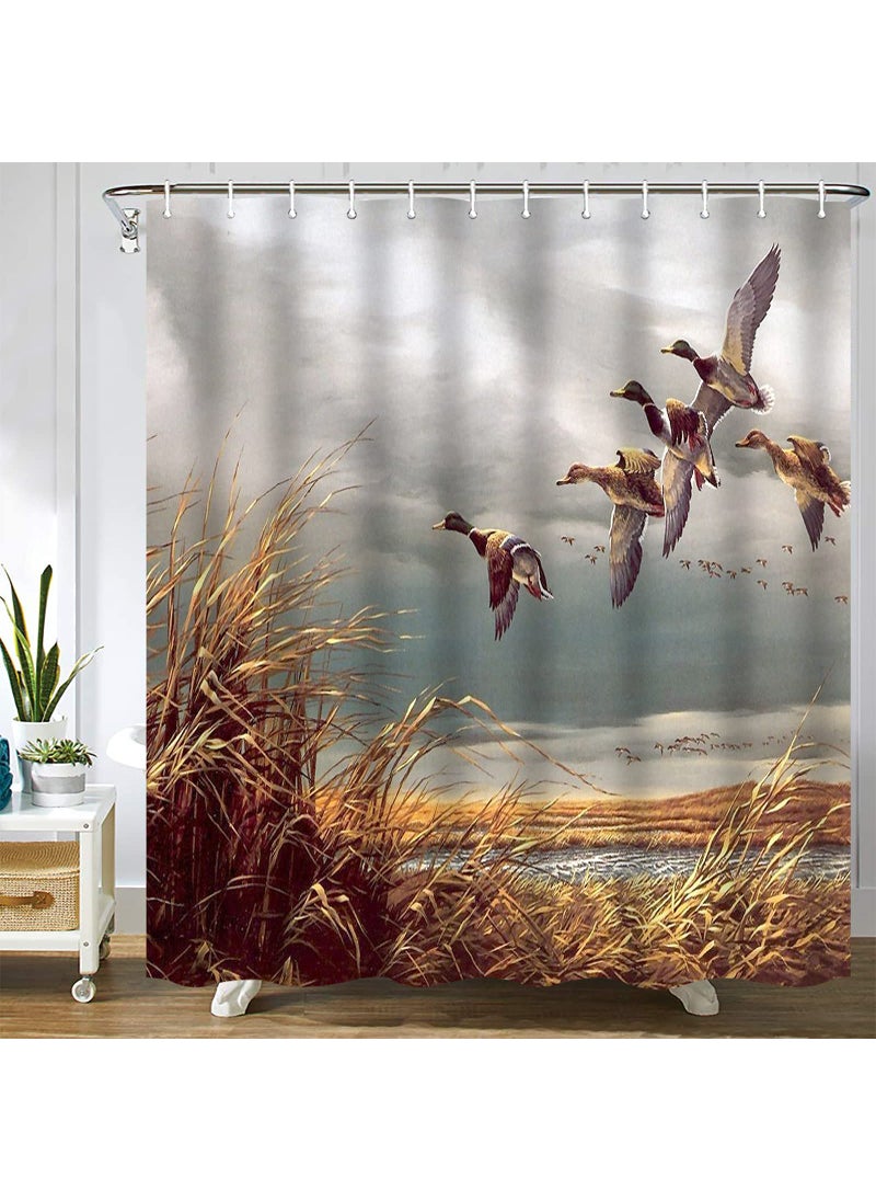 Abaysto Abaysto Hunting Flying Wild Ducks Shower CurtainBath Curtains Bathroom Decor Sets with Hooks Shower Bath Curtain for BathroomPolyester Fabric Bathroom Shower Curtain 
