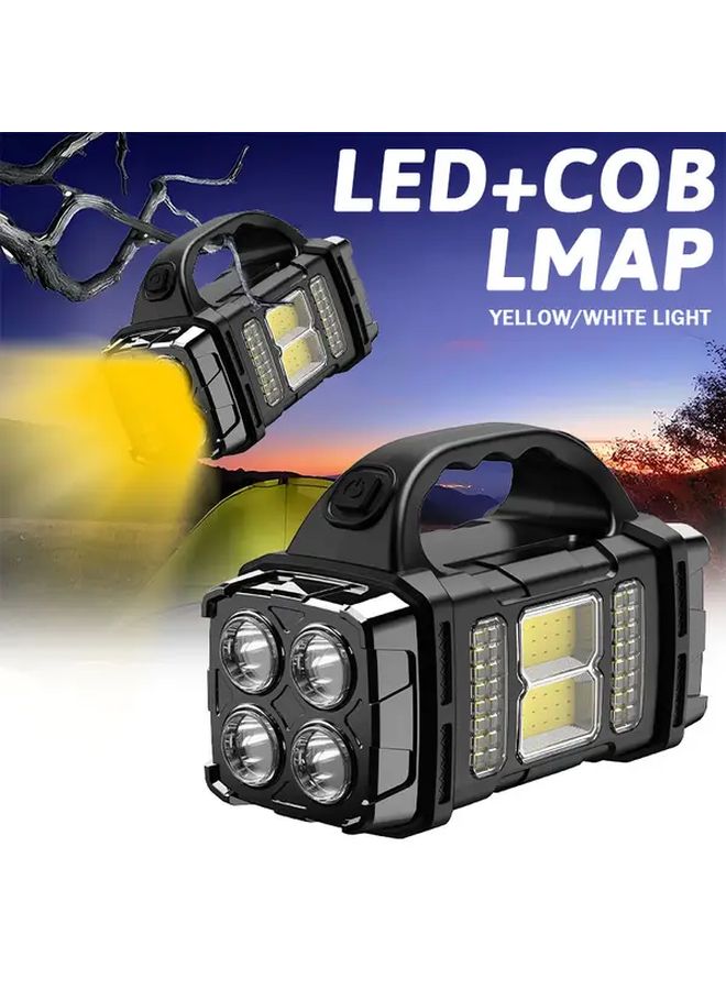 Solar Rechargeable Handheld Lamp 4 Modes Dual Head LED COB Flashlight For Camping - Image 2