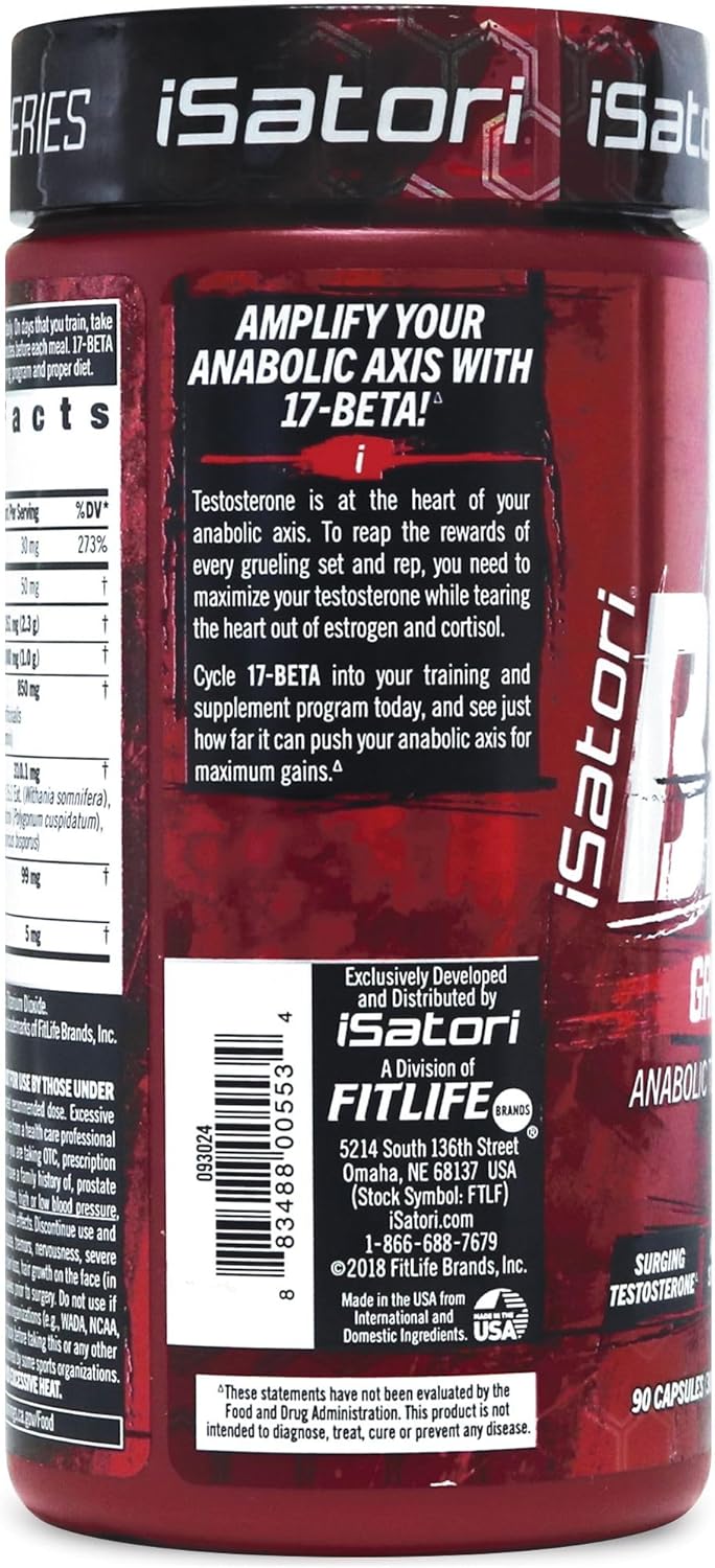 iSatori 17Beta Anabolic Testosterone Booster for Muscle Growth Strength  Stamina Test Boost Amplifier  Estrogen Blocker for Men with DHEA Fenugreek Seed Extract 90 Capsules - Image 3