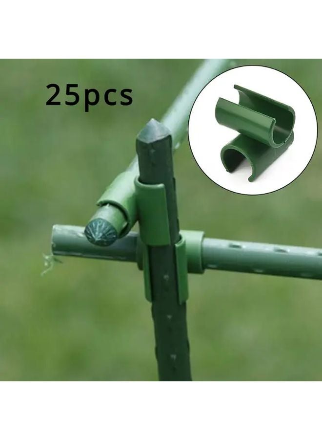 25 حزمة مشابك دعم نباتية متينة من البولي بروبلين الأخضر، متوافقة مع قضبان 11 ملم و16 ملم - Image 1