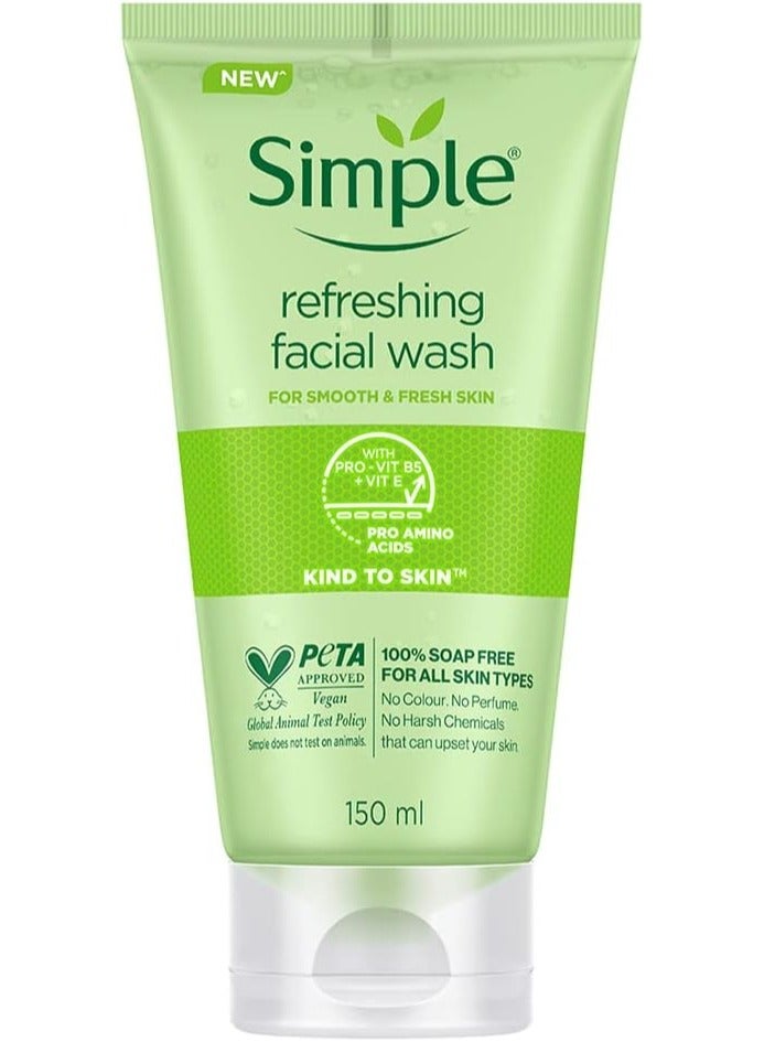 Simple Refreshing Facial Wash, Soap Free, For All Skin Types 150ml - Image 2