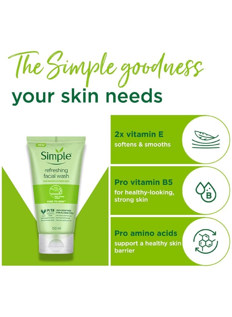 Simple Refreshing Facial Wash, Soap Free, For All Skin Types 150ml - Image 5