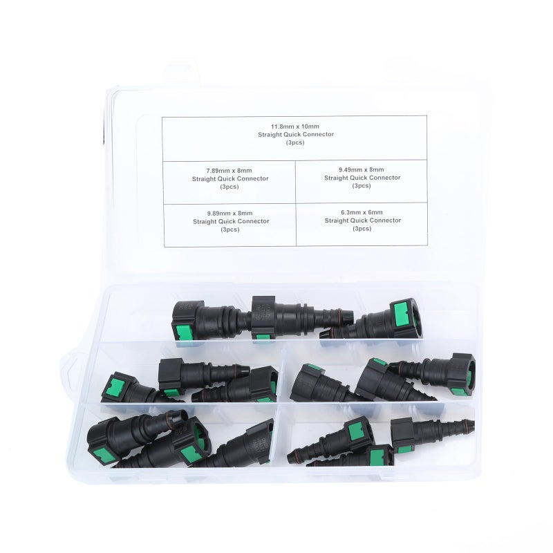 AC PERFORMANCE 15PCS Assorted Fuel Line Straight Quick Connector Kit SAE 789mm 949mm 989mm to 8mm 63mm to 6mm 118mm to 10mm - Image 2