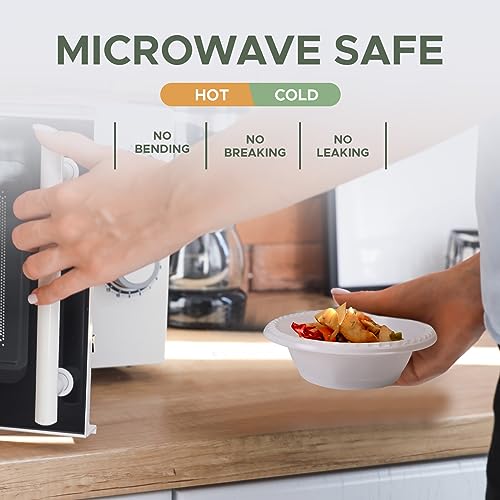 Supreme Select 200 Pack White Plastic Disposable Bowls – 5 oz BPA-Free Microwaveable Bowls with Rim for Soup, Salad, Dessert – Sturdy Disposable Plastic Bowls for Parties, Weddings, Kitchen Use - Image 2