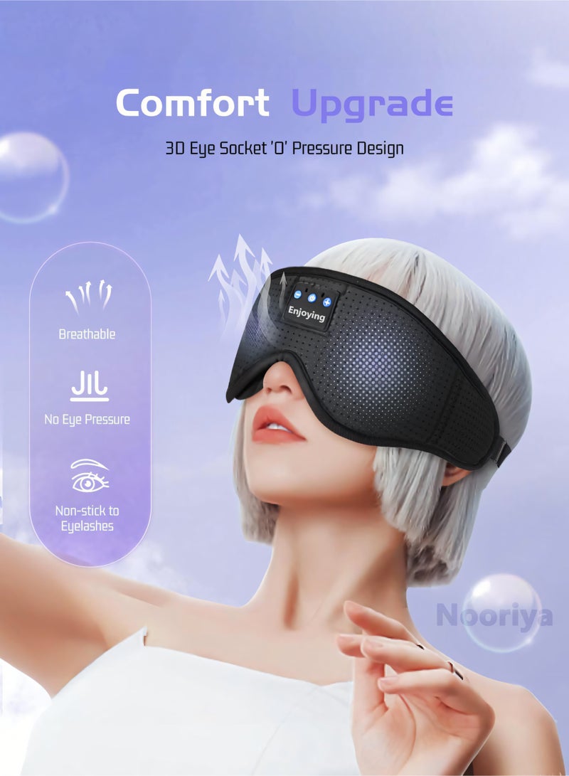 Nooriya Sleep Mask with Bluetooth Headphones Bluetooth Sleep Mask Sleep Headphones,3D Eye Mask for Sleeping Mask Music Sleeping Headphones for Side Sleepers Meditation Gifts Gadgets for Men Women  - Image 3