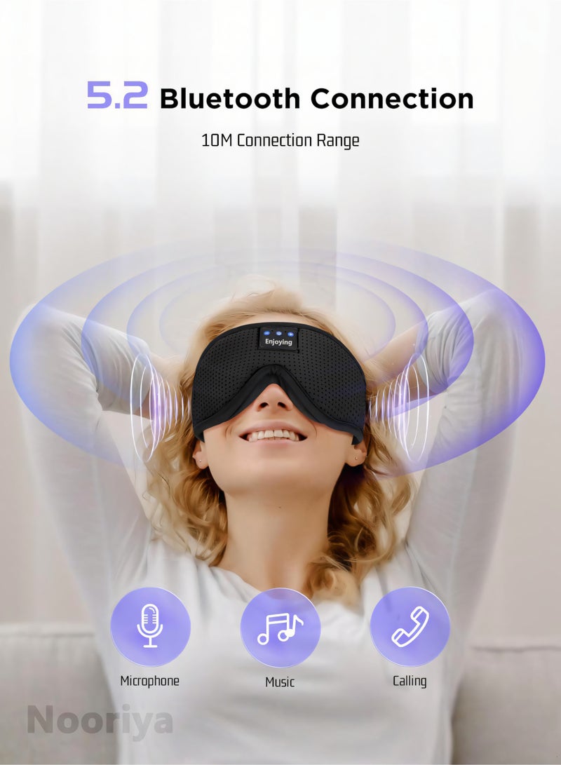 Nooriya Sleep Mask with Bluetooth Headphones Bluetooth Sleep Mask Sleep Headphones,3D Eye Mask for Sleeping Mask Music Sleeping Headphones for Side Sleepers Meditation Gifts Gadgets for Men Women  - Image 4