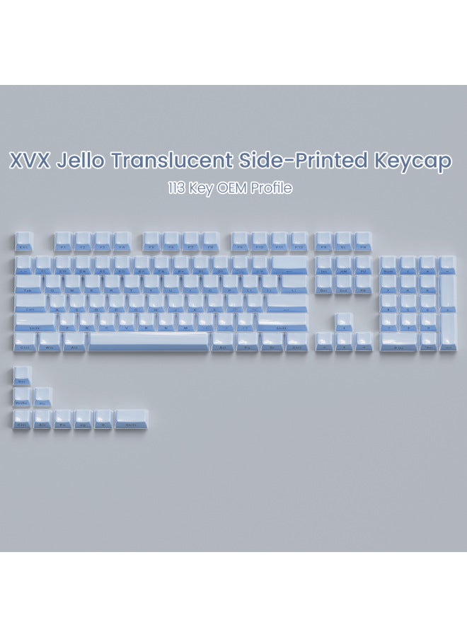 XVX "Crystal Jelly" Series Two-color Molding PC Crystal Side Engraved 113 Keys With Ergonomic Key Caps-Color:Keycap-two-color Opaque-oem-crystal-side Engraving-blue-113  - Image 1
