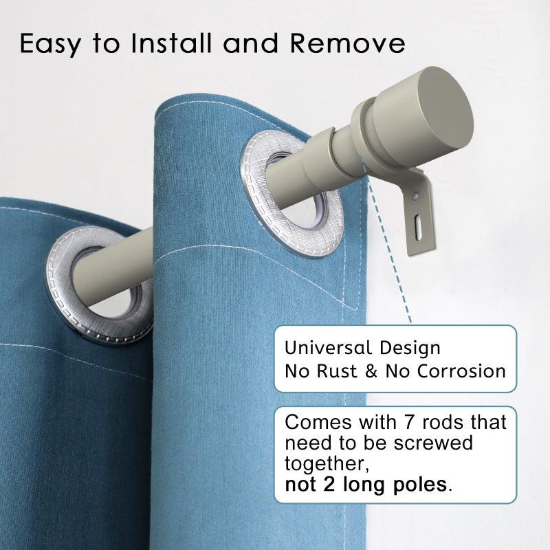 Byondeth Curtain Rods for Windows 16 to 120 Inches Adjustable Length 1 Inch Diameter Window Curtain Rod with Aluminium End Cap, Brushed Nickel - Image 2