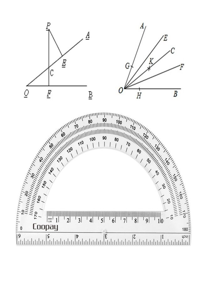 Coopay 24 Pack Plastic Protractors Student Math Clear Protractor Set 180 Degrees for Angle Measurement, 6 Inches - Image 2