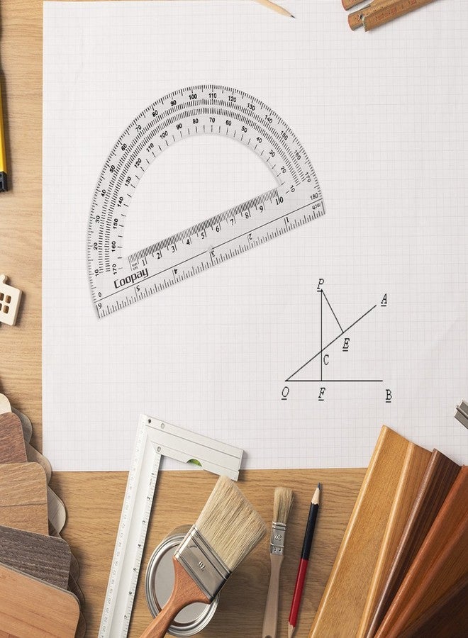 Coopay 24 Pack Plastic Protractors Student Math Clear Protractor Set 180 Degrees for Angle Measurement, 6 Inches - Image 4