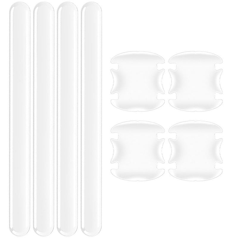 STHIRA ® 8 Pcs Invisible Car Door Handle Protectors Car Door Bumper Strips & Handle Bowl Protectors Clear Waterproof Rubber Self-Adhesive Guards For Scratch & Scuff Protection 4 Strips + 4 Handle Bowls - Image 1