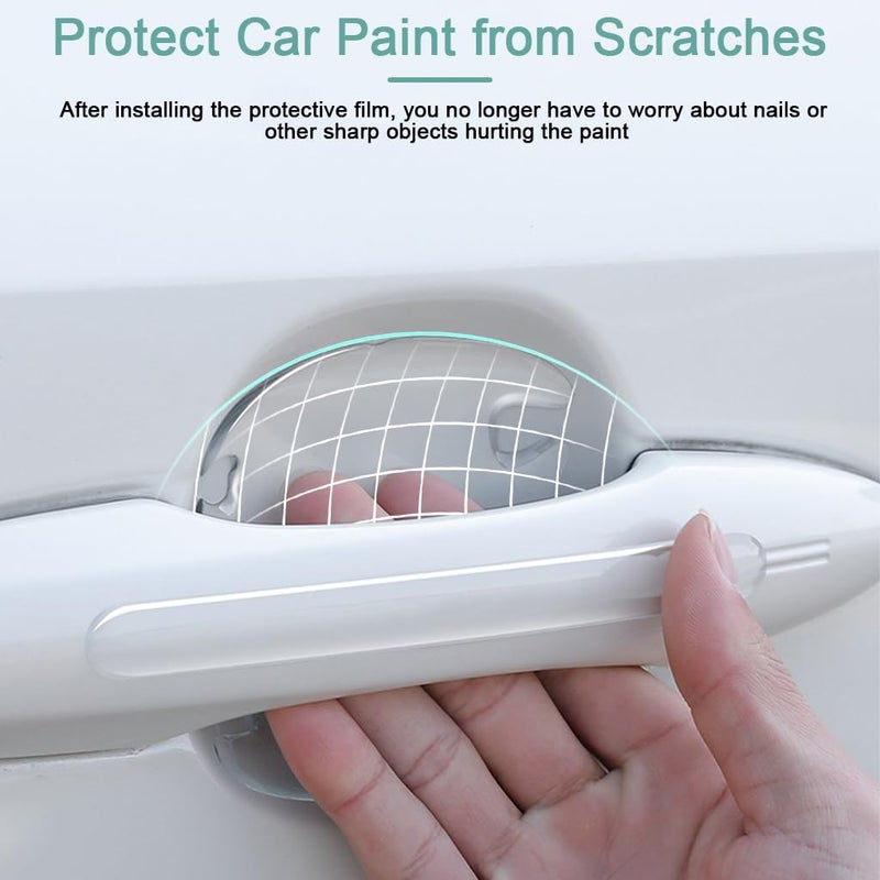 STHIRA ® 8 Pcs Invisible Car Door Handle Protectors Car Door Bumper Strips & Handle Bowl Protectors Clear Waterproof Rubber Self-Adhesive Guards For Scratch & Scuff Protection 4 Strips + 4 Handle Bowls - Image 4