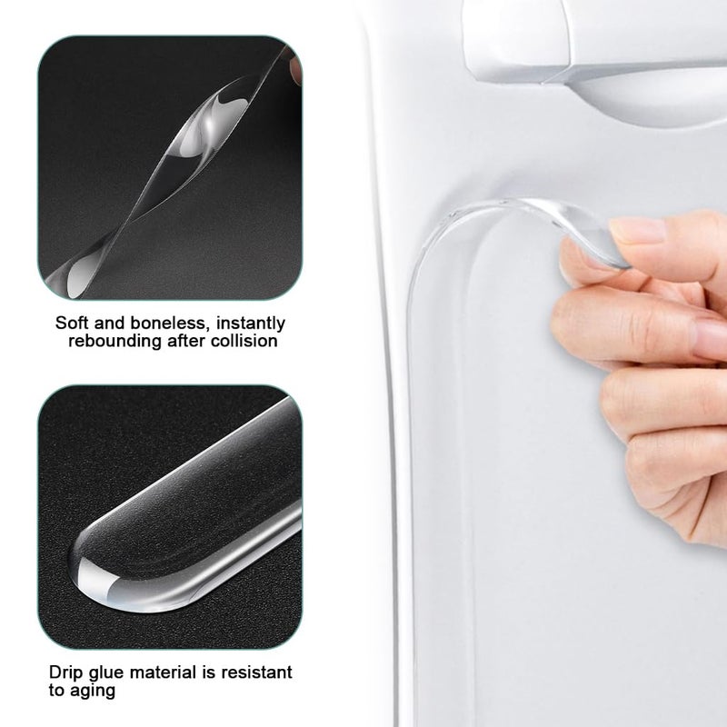 STHIRA ® 8 Pcs Invisible Car Door Handle Protectors Car Door Bumper Strips & Handle Bowl Protectors Clear Waterproof Rubber Self-Adhesive Guards For Scratch & Scuff Protection 4 Strips + 4 Handle Bowls - Image 5