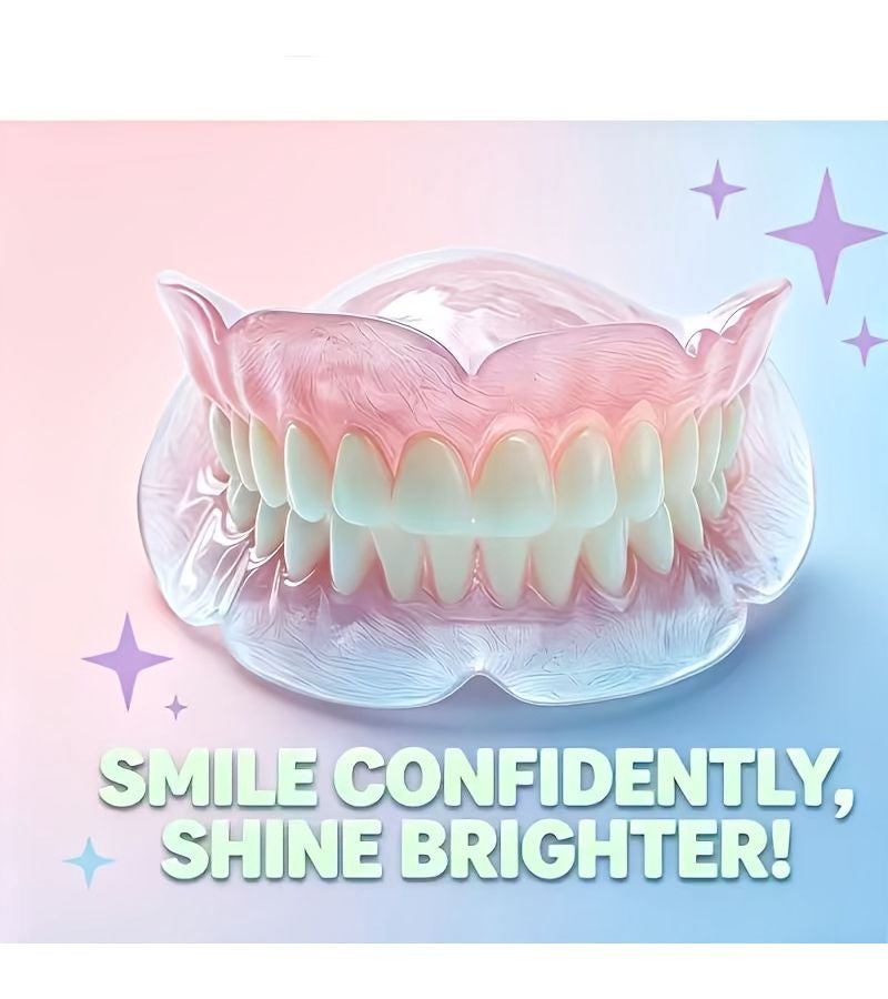 Universal Full Upper And Lower Denture Set For Men And Women Natural Soft Reusable Comfortable Daily Wear Easy To Clean Instant Smile Restoration Red And White - Image 2