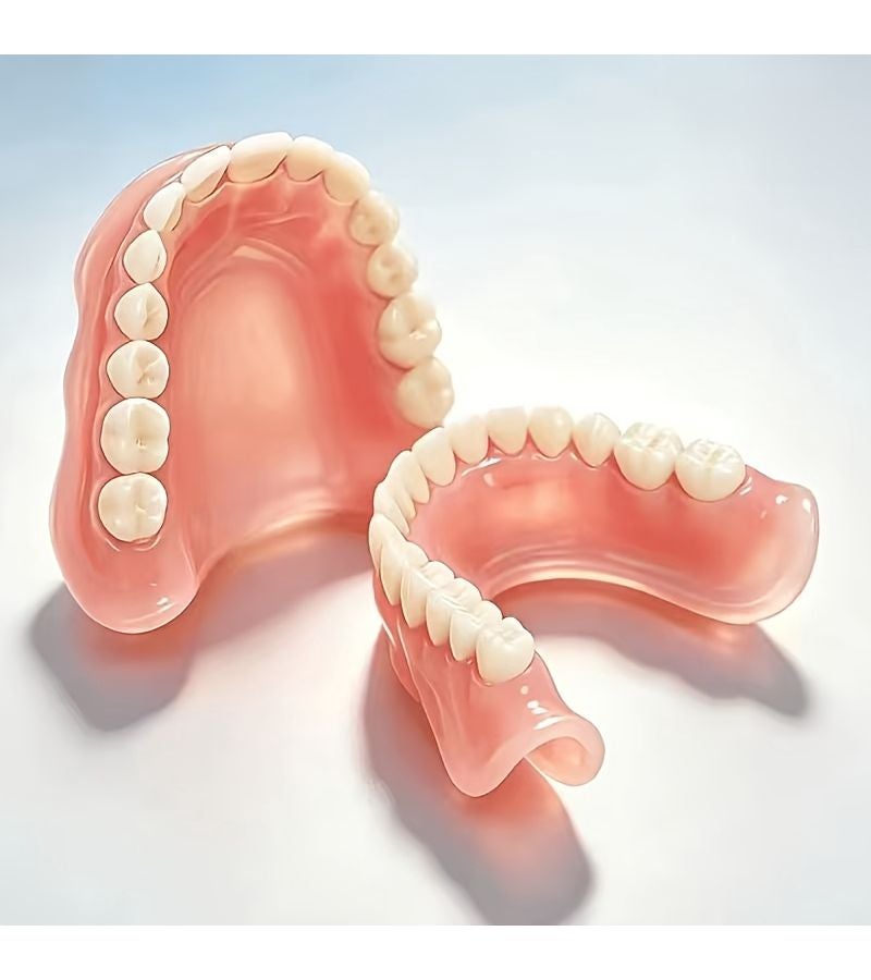 Universal Full Upper And Lower Denture Set For Men And Women Natural Soft Reusable Comfortable Daily Wear Easy To Clean Instant Smile Restoration Red And White - Image 4