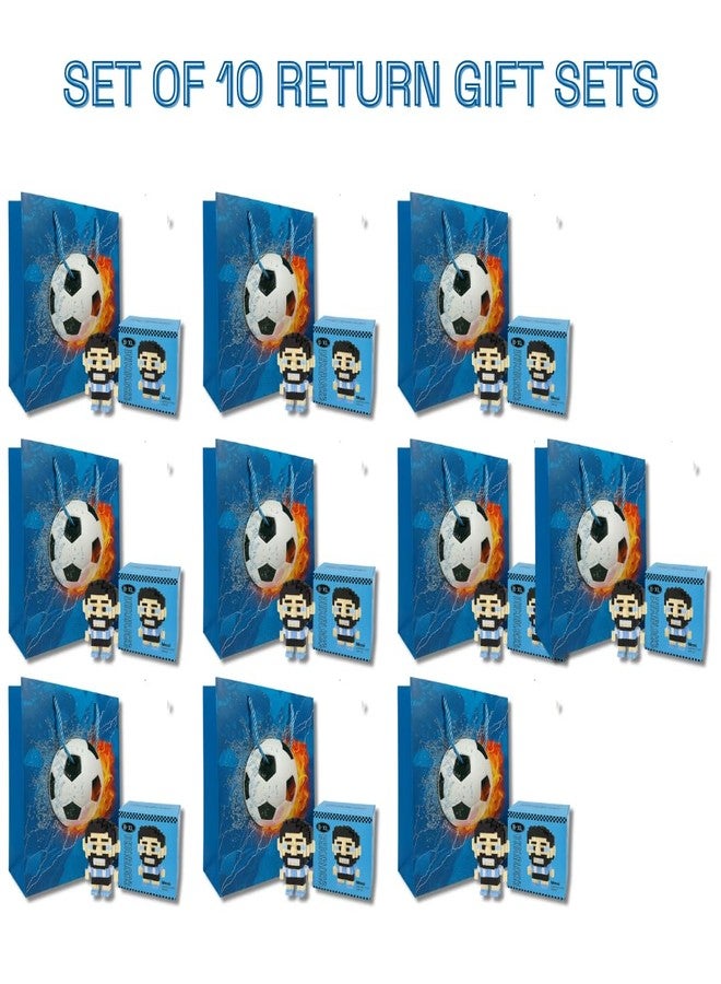 Tresneria 3D Set of 10 Gift Bag with Character Kit, Return Gift Set, Ages 7+ (Pixelated Footballer, Set of 10) - Image 2