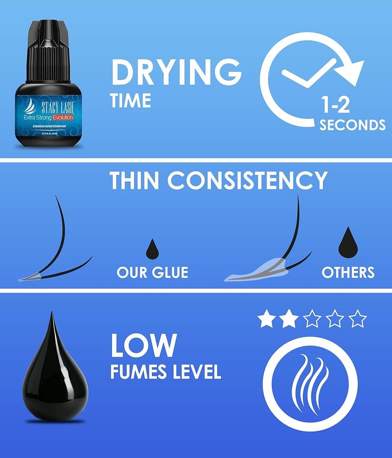 Stacy Lash Extra Strong Evolution Eyelash Extension Glue Stacy Lash (0.17fl.oz/5ml)/1-2 Sec Dry/Retention – 8 Weeks/Professional Supplies/Black Adhesive - Image 4