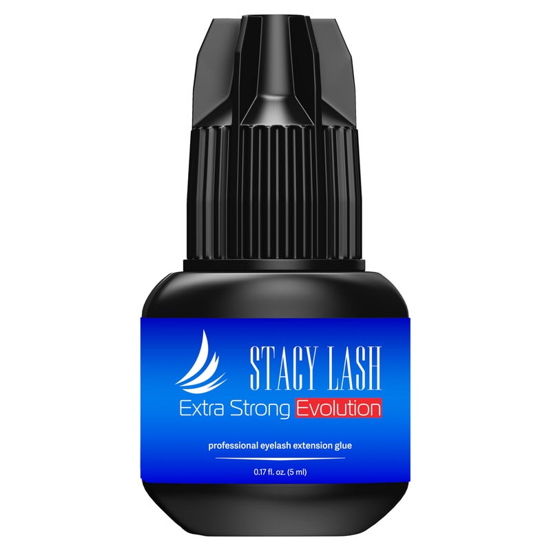 Stacy Lash Extra Strong Evolution Eyelash Extension Glue Stacy Lash (0.17fl.oz/5ml)/1-2 Sec Dry/Retention – 8 Weeks/Professional Supplies/Black Adhesive - Image 1