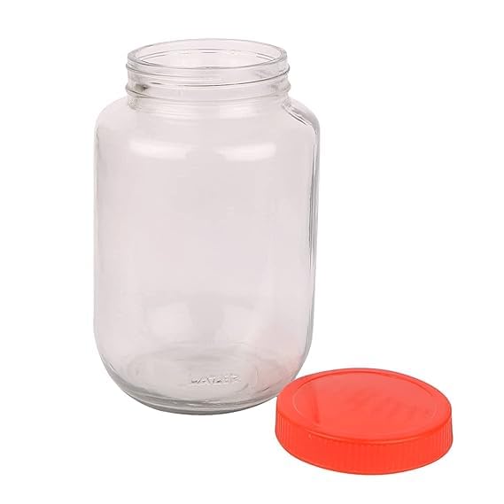 DEVDOX Glass Round Jar Air Tight Jars With Plastic Lid Perfect For Dry FruitsBiscuitsCookies CandysSpicesGroceryFlacksPickles 4000 ML 1 pc Red - Image 2