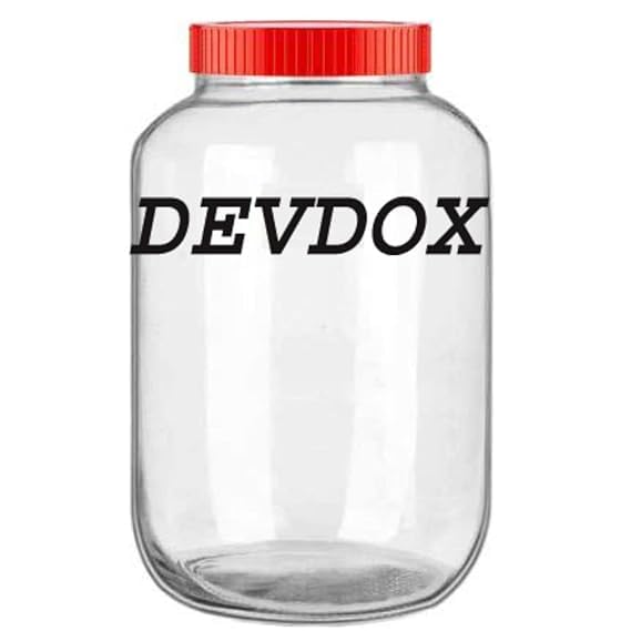 DEVDOX Glass Round Jar Air Tight Jars With Plastic Lid Perfect For Dry FruitsBiscuitsCookies CandysSpicesGroceryFlacksPickles 4000 ML 1 pc Red - Image 1