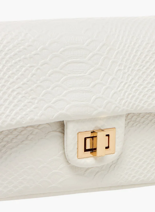 فلورا بيلا من شو إكسبرس Textured Crossbody Bag with Chain Strap and Twist Lock Closure